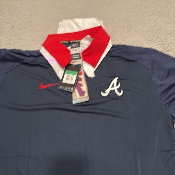 Nike Men's Atlanta Braves MLB Shirts Nike Men's Navy and Red Polo Shirt size XL - Picture 2 of 5